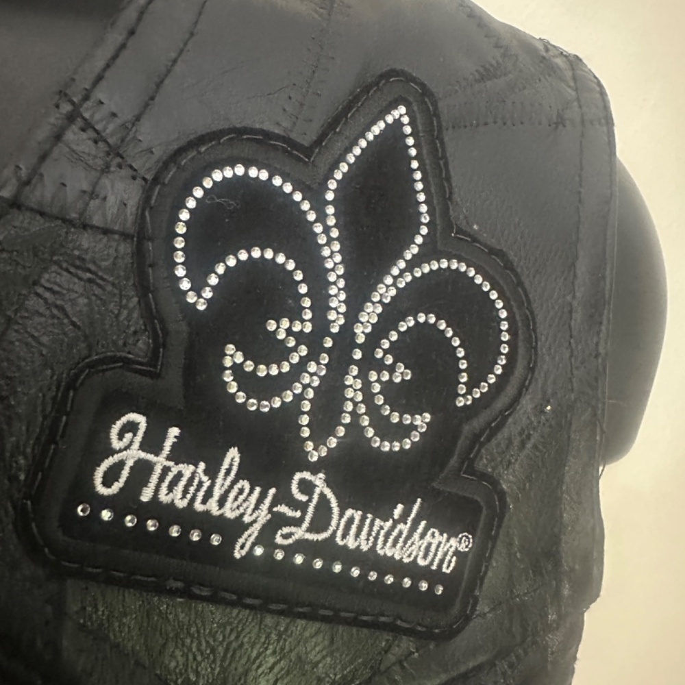 Harley Davidson Patchwork Leather Vest Medium Gen… - image 2